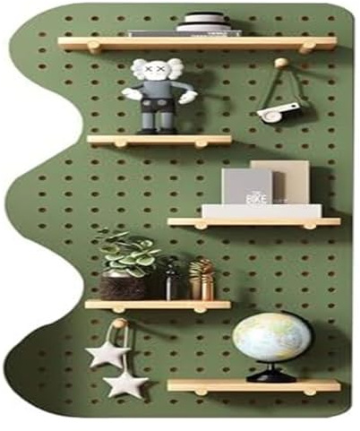 YAYREC Peg Board,Wooden Pegboard, Wall Mount Display Combination for Kitchen Living Room Office Organizer Crafts Organization Ornaments(Green,60X120CM(23.6X47in))