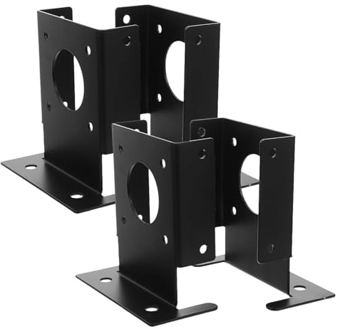 Yardenfun 4pcs Heavy Duty Stainless Steel Post Base Brackets for 4x4 Wood Deck Support, Pavilion Column Anchors with Black Protective Coating for Pergola, Porch, Fence, and Railing