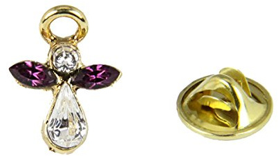 6030059 February Crystal Birth Month Angel Pin Guardian Lapel Brooch Tie Tack