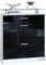 Vladon Zapatero Loret, Armario para Zapatos para 16 Pares de Zapatos con 2 Puertas abatibles y 1 Cajón y Estante de Cristal, Blanco Mate/Negro de Alto Brillo (89 x 104 x 23 cm)