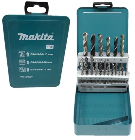 Makita D-46202 18-Set di punte da trapano per legno, metallo e di stile, mattone per edifici