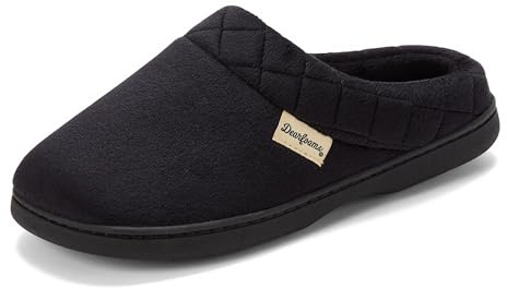Dearfoams Women's Indoor/Outdoor Memory Foam Darcy Microfiber Velour Clog, Wide Widths Slipper, Black, Large