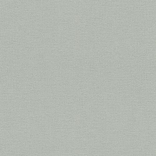 Rasch Tapete 452051 - Hellgraue Vliestapete mit Leinen-Optik, Textilstruktur, Unitapete, Grau - 10,05m x 0,53m (LxB)