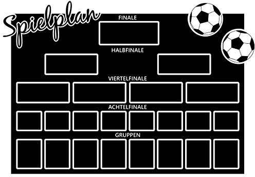 Wandkings Wandtattoo EM Spielplan aus Tafelfolie 50 x 34 cm inkl. weißem Kreidemarker, schwarz, selbstklebend