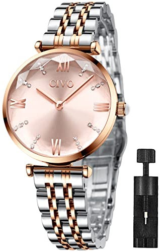 CIVO Womens Watches Analogue Designer Stainless Steel Elegant Ladies Watches Rose Gold Waterproof Classic Dress Casual Wrist Watches for Woman