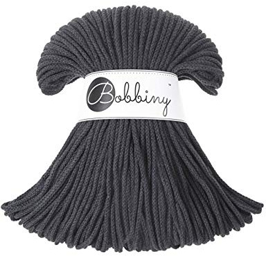 Bobbiny Öko-Tex-Kordel für Makramee und Handwerk, 3 mm x 100 m, Anthrazit
