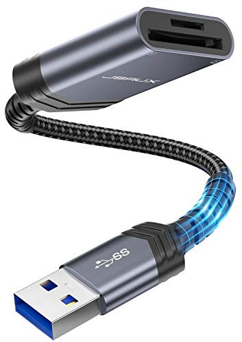 JSAUX USB 3.0 SD TF Kartenleser USB Card Reader Adapter TF SD Kartenleser 2 Slot Kartenlesegerät für SDXC, SDHC, MMC, RS-MMC, Micro SD-Grau