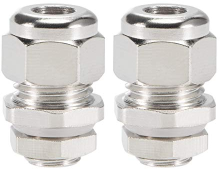 sourcing map M8x1.25 Presse-étoupe 5mm-7mm Fil Trou Imperméable Metal Joint Réglable Contre-écrou avec Rondelle 2Pcs