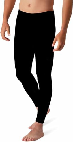 Leo Corsetteria Super Pippo Offene Lange Herren Thermische Winter Baumwolle warme Leggings, Schwarz , XL
