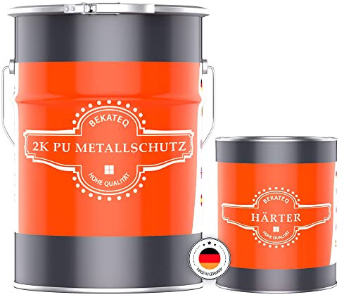 BEKATEQ LS-720 2K PU metallskyddslack i 2,5 kg RAL9005 svart, glänsande inuti utomhus – rostskyddsfärg, metalllack, metallfärg för metall, stål, zink, aluminium