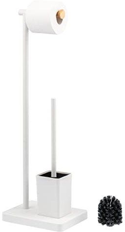 bremermann Escobilla de inodoro 2 en 1, escobilla de inodoro, soporte para rollos de papel higiénico (blanco)