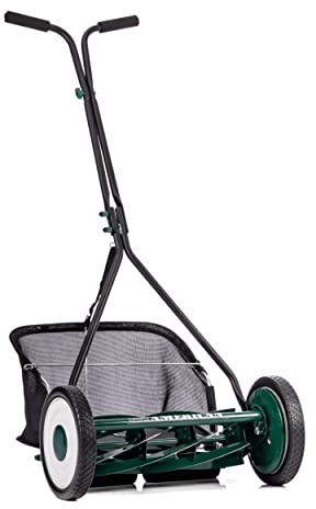 American Lawn Mower Company 1725-16GC 16-inch 7-Blade Reel Mower with Grass Catcher, Specialty Grass Mower, Green