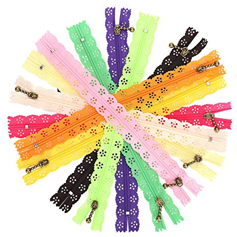 Fyearfly Spitzenreißverschluss 10 Stück 20 cm Spitzenreißverschluss, Gemischter Stil, Knospen-Seidenform, Nylon, Nähen, Bekleidungszubehör, DIY, Handgefertigt für Kleidung Tasche Mäppchen Kissenbezug