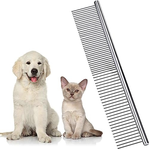 Pettini per cani per toelettatura, pettine in metallo per rimuovere grovigli e nodi, strumento professionale per la toelettatura di cani, gatti e altri animali domestici a pelo lungo