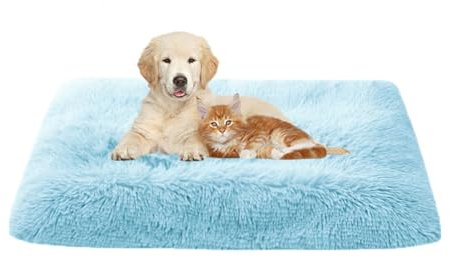 FANSU Hundebett Waschbar Katzenbett Flauschig Hundebetten Weiche Beruhigende Haustierbett Abnehmbar und Waschbar für Kleine Mittlere oder große Hunde (xxl-110x75cm,Hellblau)