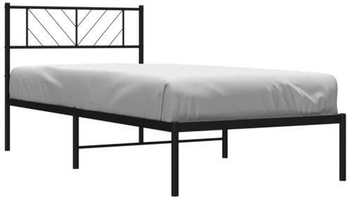 vidaXL Sängram med huvudgavel metall svart 80x200 cm, säng, metallsäng, metall sängram, sängar, metallsängar, metall sängramar, gästsäng, gästsängar