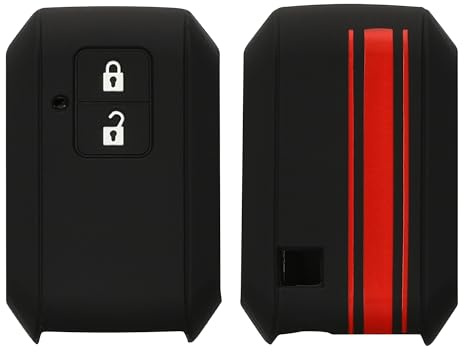 kwmobile Carcasa Compatible con Llavero de Suzuki Llave de Coche Keyless Go de 2 Botones Funda - Funda para Mando de Coche de Silicona - Rojo / Negro