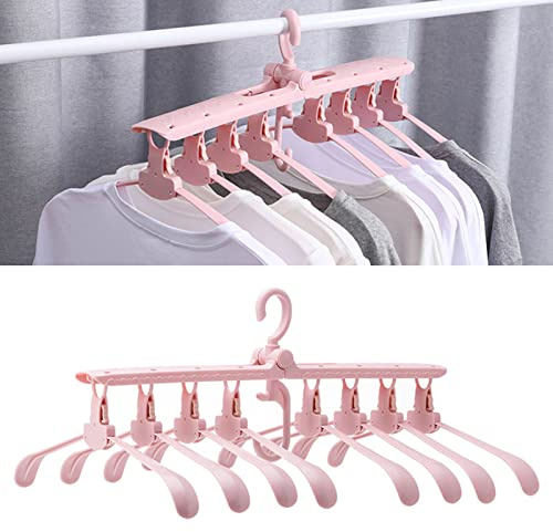 BEIJIALY Gancio per Abbigliamento Pieghevole per Abiti Allargato Senza Tracce di Risparmio di Spazio, Appendiabiti, Appendiabiti e Portaoggetti(Rosa)