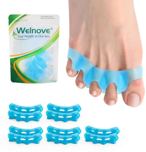 Welnove 5 Paia Distanziatori Separatori per Dita dei Piedi per Donna, Correttore per alluce valgo per Dita a Martello per la Pratica dello Yoga (S)