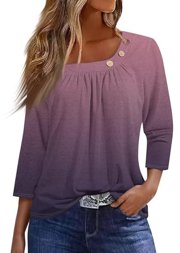 SCBFDI Blusa Elegante Mujer Tallas Grandes Camiseta Azul Marino Tintoretto Ropa Camisa Negra Vestir Morado XL XXXL