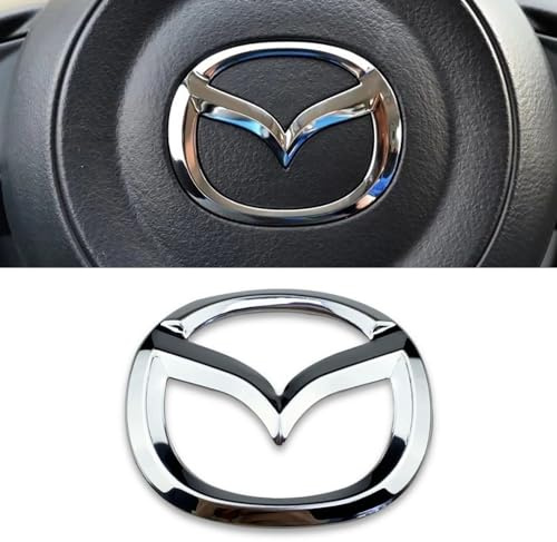 1 Psc Car Badges for Mazda 3 6 CX-3 CX-5 CX-9,4.5cm X 5.7cm Replace Emblem Logo Sticker for Steering Wheel/Bonnet Front and Rear and Trunk Logo Key Remote Control Emblem Accessories,Silver