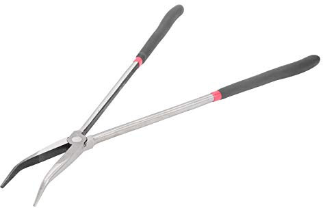 Curved Needle Nose Pliers, 400mm 16in 45 Degree Curved Nose Pliers Steel Pliers Long Needle Nose Pliers Bent Nose Pliers with Long Handle for Wire Bending,Shaping,Trimming
