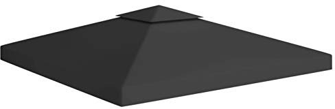 Iiaky Copertura Superiore per Gazebo a 2 Strati 310 g/m² 3x3 m Nera,Telo Gazebo Copertura in Tessuto Poliestere 100% - Telo per Gazebo da Giardino Esterno Vari Modelli