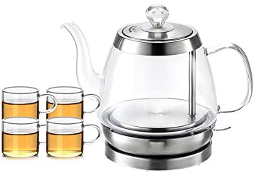 -Kitchen Classic Kettle with 3Mins Quick & Quiet Boil, Automatic Shutoff, Tea Heater & Hot Water Boiler, 1L Base/Pink/4 Cup