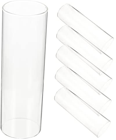 KOMBIUDA Zylindrische Glasvase Multifunktional mit Abgerundeten Ecken 6 Stück aus Hitzebeständigem Borosilikatglas Schwimmender Kerzenhalter für Büro und Wohnzimmerdekoration
