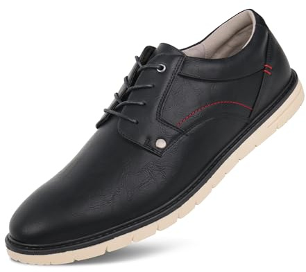 Hawkwell Zapatos Oxford Casuales de Tallas Grandes para Hombre, Zapatillas de Vestir Cómodas y de Negocios Tallas EU 45 46 47 48 49 50 51 52, PU Negro, EU48
