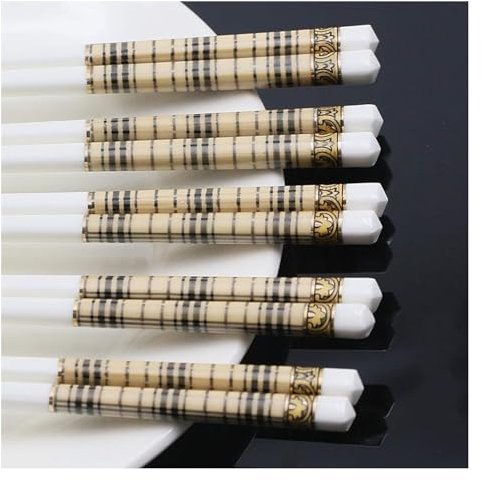 SFQEVHRZ Bacchette in Ceramica, Bacchette riutilizzabili, for Sushi o Altri cibi Giapponesi, Cinesi, Coreani, Facili da Pulire, Confezione Regalo in Legno di Alta qualità da 10 Paia F(D)