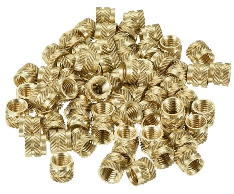 QUARKZMAN 120 Stück Gewindeeinsatz, Gerändelte Einpressmutter M5 x 6mm L x 7mm OD Einschmelzgewinde Innengewinde Messing Einbettmutter