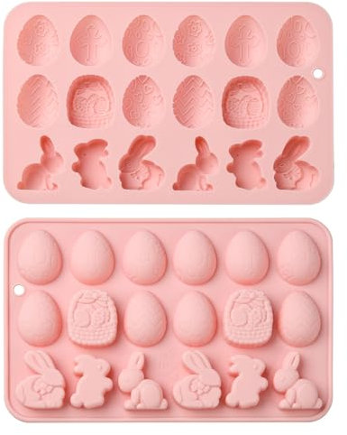 KitBeads 2Pcs Easter Silicone Molds Cartoon Animal Moulds Cute Egg Rabbit Candle Moulds for Resin Baking Cake DIY Soaps Crafts Decorations