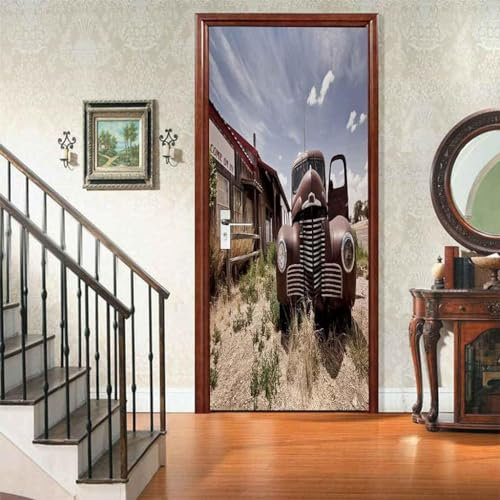 3D Türtapete Selbstklebend Türaufkleber - Retro-Auto 85 X 215 Cm Türfolie Poster Pvc Wasserfest Wandtattoo Für Schlafzimmer Wohnzimmer Tür Dekoration Tapete - Kunstfotos Von Kinderzimm-52704876780676
