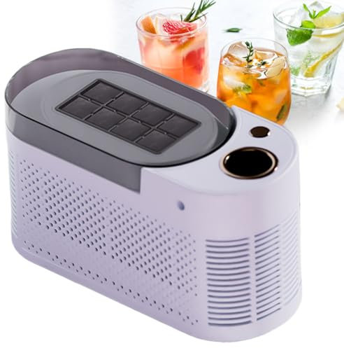 Macchina per Cubetti Ghiaccio Mini con Finestra Trasparente - Guarda la Produzione, 8 Cubetti Pieni/Cavi in 15/10 Min, Alimentazione 12V Auto & Rete, Macchina del Ghiaccio da Tavolo,Purple