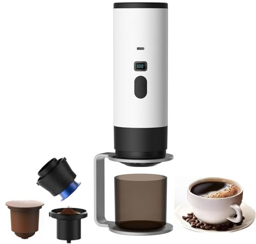 Macchina per Caffè Espresso Portatile 3 In 1,Mini Macchina per il Caffè da 15 Bar Autoriscaldante in 5 Minuti, Caffettiera Elettrica Riscaldata per Auto con Porta Usb-C (Bianco)
