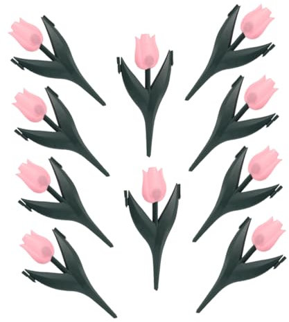 TOGEVAL 10 Pezzi Fiori Di Tulipano Simulati Da Giardino Di Tulipani Recinzione Per Aiuole Bordo Per Recinzione Da Giardino in Plastica Recinzione Alta Del Giardino Pvc Rosa