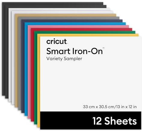 Cricut™ Smart Iron-On™ Bügelfolie ohne Schneidematte, Variety-Musterset – 33 x 30,5 cm / 13 x 12 Zoll (12 Stk.) | HTV-Wärmetransfer-Vinyl