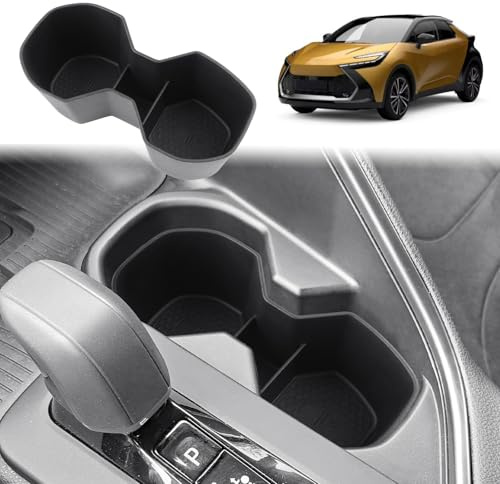 GAFAT Compatible avec Toyota C-HR 2024 2025 2026 Hybrid PHEV Porte-Gobelet Coque de Protection, en Caoutchouc Souple TPE, Supporte Console Centrale, OEM d'Origine, Antidérapant, Accessoires 2025 CHR