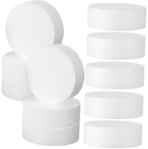 Cabilock Círculos De Espuma Ligera Para Manualidades, 18 Discos Redondos De Poliestireno, Ideales Para Proyectos Escolares y Decoraciones Creativas, Tamaño 7,5 x 2,5 Cm