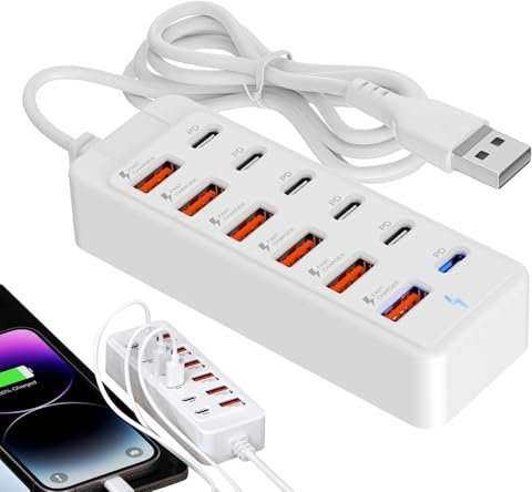 docking station USB C, adattatore 12 in 1 da 66 W, hub splitter multiple porte per laptop, cellulare, tablet e home office
