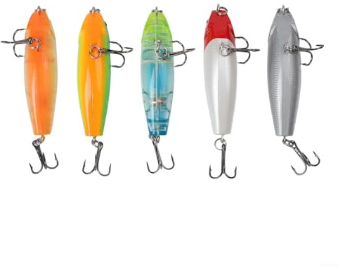 Flottant Wobbler Crankbait 5 g Leurre Bionique Artificiel pour la Pêche, 5,7 cm en Métal et Plastique Swing Bait avec Yeux 3D, Compatible avec la plupart des Moulinets, Lot de 5