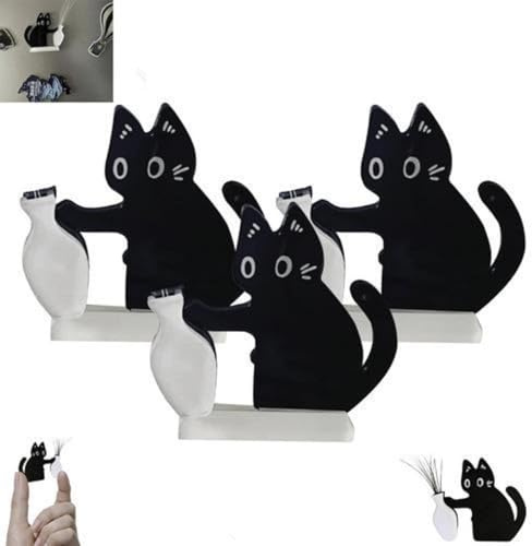 3 Stück Katzen Schnurrhaare Aufbewahren Magnet, Mini Acryl Katzenbart Vasen Magnete Kühlschrank, Katzenfellhalter, Niedliche Kätzchen Drückvase Deko, Kühlschrank Ornament Für Katzenliebhaber