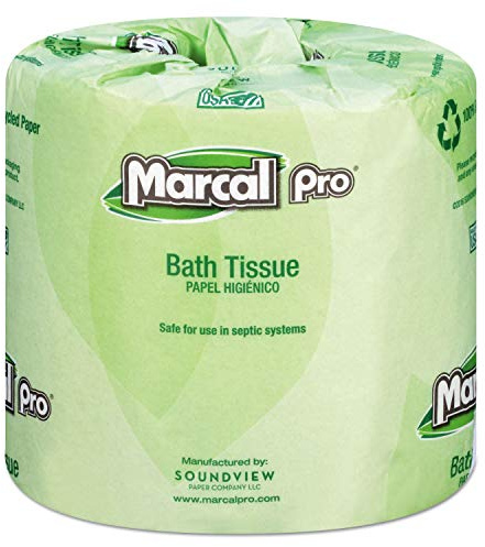 Marcal Pro Toilet Paper 100% Recycled - 2 Ply, White Bath Tissue, 242 Sheets Per Roll - 48 Individually Wrapped Rolls Per Case Green Seal Certified Toilet Paper 03001