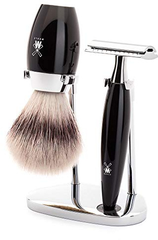 MÜHLE Rasierset - Kosmo Serie - Silvertip Fibre - Rasierhobel - Edelharz schwarz