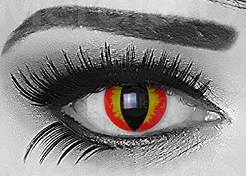 Funnylens 1 Paar farbige Crazy Fun dragon eye Jahres Kontaktlinsen. perfekt zu Halloween, Karneval, Fasching oder Fasnacht mit gratis Kontaktlinsenbehälter ohne Stärke!