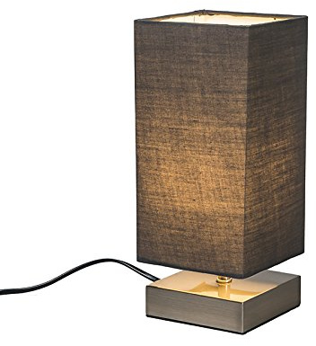 Qazqa Modern Tischleuchte mit Schirm, Tischlampe - Milo - Grau, Quadratisch, max. 25W, Geeignet für LED, 25cm, Ideal als Wohnzimmerlampe und Schlafzimmerlampe