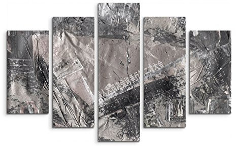 Paul Sinus Art 5 teiliges Wandbild auf Leinwand (Gesamt: H: 100cm B: 160cm) Keilrahmenbild Canvas Fotodruck Leinwandbild Leinwanddruck Kunstdruck Wandbild schwarz braun Grunge