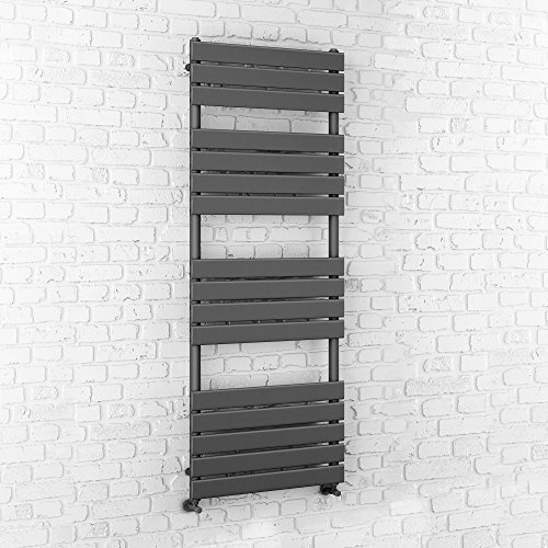 iBathUK Zerith Wall Mounted Flat Panel Heated Towel Rail, 16 Column Slim Flat Steel Hydronic Central Heating High Thermal Output Designer Bathroom Towel Radiator in Matt Anthracite, 1600 × 600mm