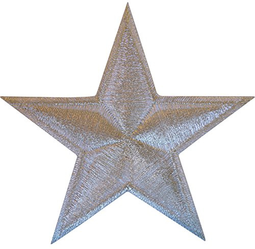 Shiny White Silver Star Iron On Patch Sew On Badge Embroidered Clothes Applique
